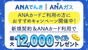 ANAでんき・ANAガス新規契約＆ANAカード利用で最大12,000マイルプレゼントキャンペーン